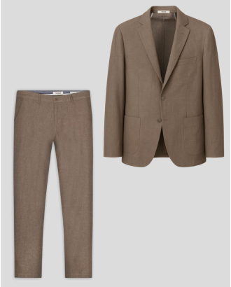 КОСТЮМ ОТ ЛЕН И ПАМУК В КАФЯВ МЕЛАНЖ
