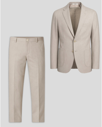 БЕЖОВ КОСТЮМ ОТ  ПАМУК И ЛЕН СВОБОДЕН СИЛУЕТ