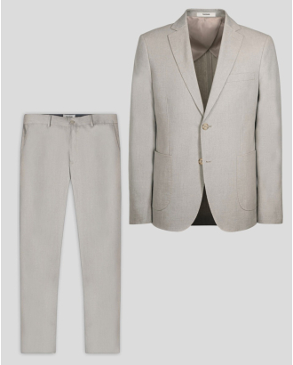 СПОРТНО-ЕЛЕГАНТЕН КОСТЮМ ОТ ЛЕН В КАМЕНЕН ЦВЯТ (COMFORT FIT)