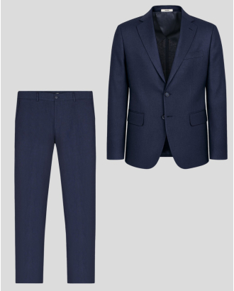 ТЪМНОСИН СПОРТНО-ЕЛЕГАНТЕН ЛЕНЕН КОСТЮМ СВОБОДЕН СИЛУЕТ