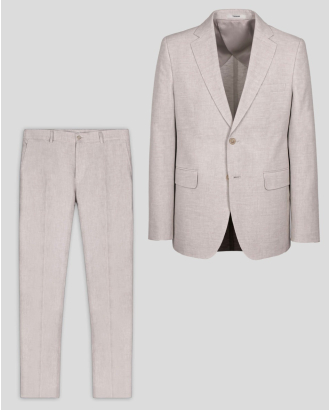 БЕЖОВ ЛЕНЕН КОСТЮМ С ПОЛУХАСТАР СВОБОДЕН СИЛУЕТ