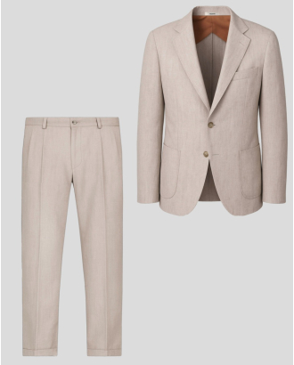 ОЛЕКОТЕН КОСТЮМ ОТ 100% ЛЕН В БЕЖОВ МЕЛАНЖ 