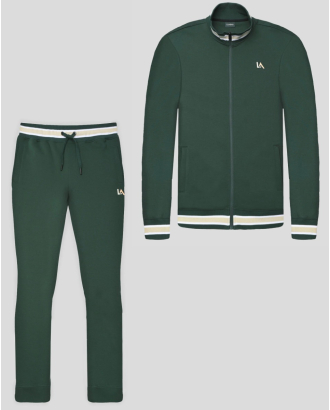 ТЪМНОЗЕЛЕН СПОРТЕН ЕКИП С КОНТРАСТНА ДЕСЕНАЦИЯ И ЛОГО