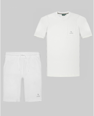 БЯЛ СПОРТЕН КОМПЛЕКТ ОТ ВИСКОЗА С ЕЛАСТАН И РЕЛЕФЕН ЕЛЕМЕНТ