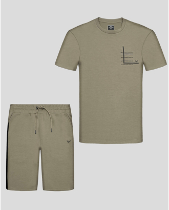 ЗЕЛЕН СПОРТЕН КОМПЛЕКТ ОТ ВИСКОЗА И ЕЛАСТАН С РЕЛЕФЕН ПРИНТ