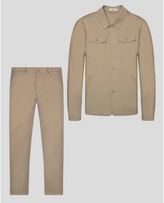 КОМПЛЕКТ ОТ ЛЕН И ПАМУК В ЦВЯТ КАКИ COMFORT FIT