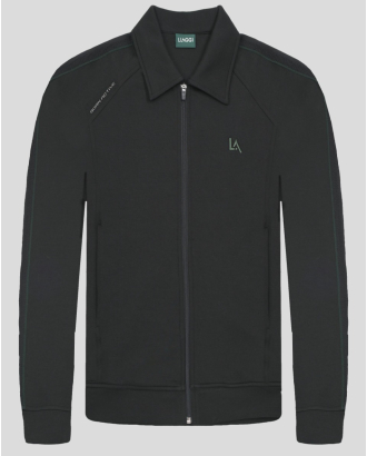 ЧЕРЕН СПОРТЕН ЕКИП С КЛАСИЧЕСКА ЯКА И РЕФЛЕКТЕН ПРИНТ ОТ ПАМУК И МОДАЛ