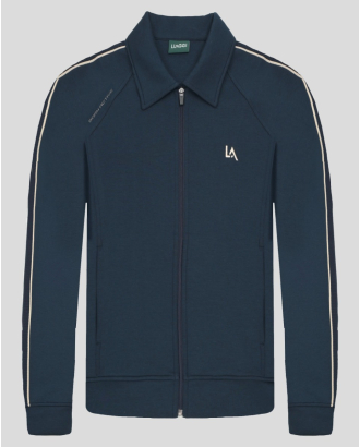 ТЪМНОСИН СПОРТЕН ЕКИП С БРОДЕРИЯ ЛОГО И ЯКА ОТ ПАМУК И МОДАЛ