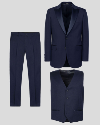 ЦЕРЕМОННИАЛЕН СТРУКТУРЕН КОСТЮМ ТРИ ЧАСТИ В ТЪМНОСИН ЦВЯТ