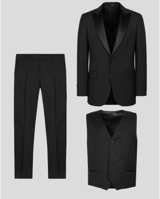 ЧЕРЕН ЦЕРЕМОНИАЛЕН КОСТЮМ ТРИ ЧАСТИ СВОБОДЕН СИЛУЕТ