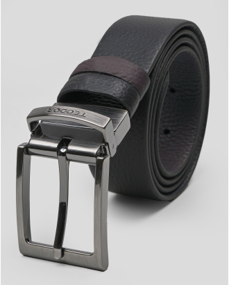 ДВУЛИЦЕВ КОЛАН ОТ ЕСТЕСТВЕНА КОЖА ШАГРЕН В ЧЕРЕН И КАФЯВ ЦВЯТ