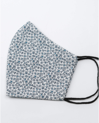 БЯЛА МАСКА НА СИНИ ЦВЕТЯ С ЛОГО