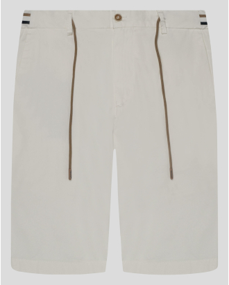 БЕРМУДИ В БЯЛ ЦВЯТ С КОНТРАСТНИ ВРЪЗКИ И ИТАЛИАНСКИ ДЖОБ