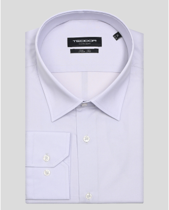 КЛАСИЧЕСКА РИЗА В СИВО С ЛЕК ЛИЛАВ ОТТЕНЪК ВТАЛЕН СИЛУЕТ