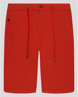 БЕРМУДИ ОТ ТЕХНОЛОГИЧЕН ТЕКСТИЛ С МЕТАЛНО ЛОГО В ЦВЯТ КЕРЕМИДА