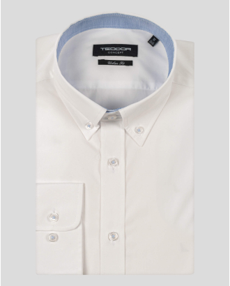 БЯЛА КЛАСИЧЕСКА РИЗА ОТ ПЛАТ ПОПЛИН С ГАРНИТУРА