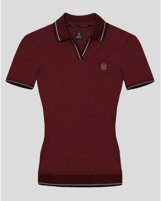 ДАМСКА ТЕНИСКА H8S С ПОЛО ЯКА И КОНТРАСТНА ДЕСЕНАЦИЯ В БОРДО