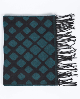 ДВУЛИЦЕВ ФИГУРАЛЕН ШАЛ В ЗЕЛЕНО И ЧЕРНО