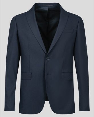 ТЪМНО СИНЬО СТРУКТУРНО САКО ВТАЛЕН СИЛУЕТ