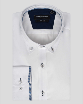 БЯЛА КЛАСИЧЕСКА РИЗА С ГАРНИТУРА И КОНТРАСТИ