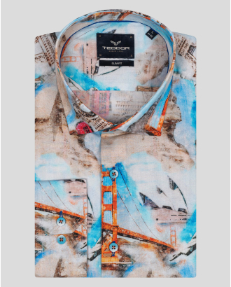 МНОГОЦВЕТНА РИЗА С АРТ ПРИНТ ВТАЛЕН СИЛУЕТ