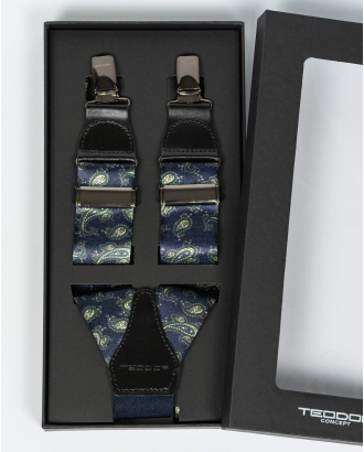 ТИРАНТИ В ТЪМНО СИНЬО И ЗЕЛЕНО С ЕФЕКТНИ ОРНАМЕНТИ