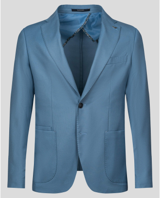 СВЕТЛО СИНЬО САКО В СТРУКТУРА С ЛОГО АКСЕСОАР