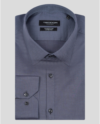 ТЪМНО СИВА СТРУКТУРНА РИЗА СИЛНО ВТАЛЕН СИЛУЕТ