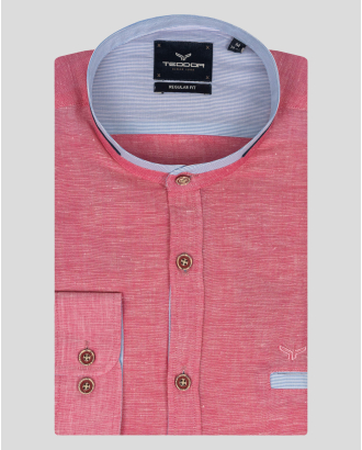 РОЗОВА РИЗА ОТ ЛЕНЕН ПЛАТ С ПОПСКА ЯКА И ТОНАЛНО ЛОГО