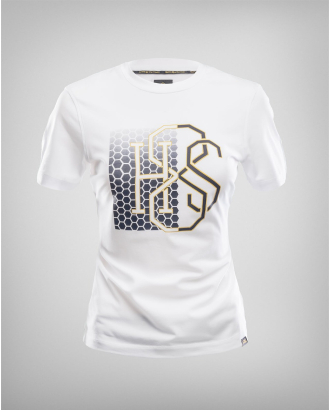 ДАМСКА БЯЛА ТЕНИСКА С РЕЛЕФЕН ЛОГО ПРИНТ H8S