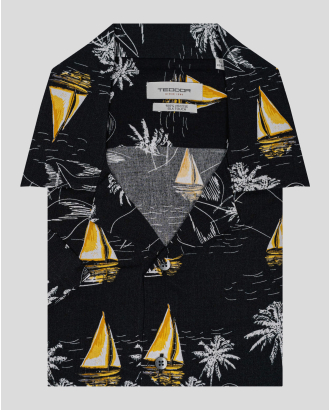 ЧЕРНА РИЗА ТИП ХАВАЙСКА С АРТ ПРИНТ 