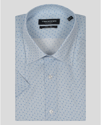 СВЕТЛО СИНЯ ПРИНТИРАНА РИЗА ВТАЛЕН СИЛУЕТ