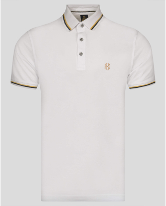 БЯЛА ТЕНИСКА С БРОДЕРИЯ ЛОГО И ДЕСЕНАЦИИ