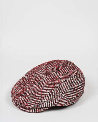 ТРИЦВЕТНА МЕЛАНЖИРАНА ШАПКА В ДЕСЕН РИБЕНА КОСТ С МЕТАЛНО ЛОГО