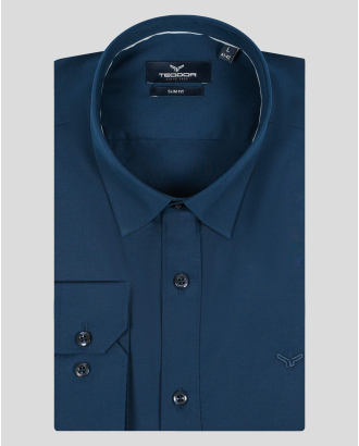 ДЕНИМ СИНЯ РИЗА ОТ ФИН ПАМУЧЕН ПОПЛИН  С БРОДЕРИЯ ЛОГО