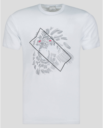 БЯЛА ТЕНИСКА С ЕФЕКТЕН ДИГИТАЛЕН ПРИНТ ЛЪВ  ОТ PREMIUM ПАМУК