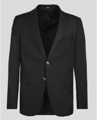 ЧЕРЕН КЛАСИЧЕСКИ КОСТЮМ С ДВА ШЛИЦА ВТАЛЕН СИЛУЕТ 