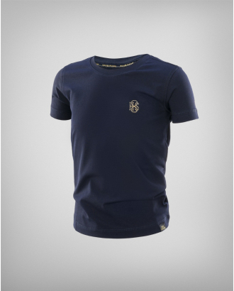 ДЕТСКА ТЪМНОСИНЯ ТЕНИСКА С КОНТРАСТНА БРОДЕРИЯ ЛОГО H8S 