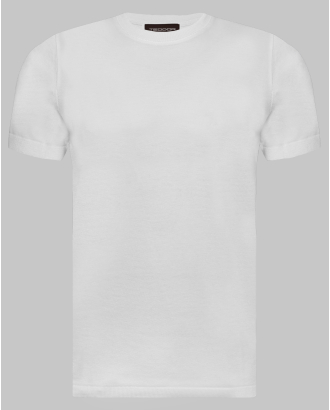 БЯЛА СТРУКТУРНА ТЕНИСКА ОТ ДВОЙНО МЕРСЕРИЗИРАН ЕГИПЕТСКИ ПАМУК 