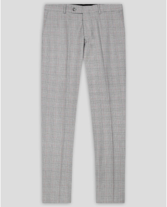 СИВ КЛАСИЧЕСКИ ПАНТАЛОН В ДВУЦВЕТНО КАРЕ СИЛНО ВТАЛЕН СИЛУЕТ