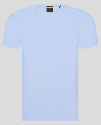 СВЕТЛОСИНЯ ТЕНИСКА ОТ МЕРСЕРИЗИРАН ЕГИПЕТСКИ ПАМУК С КОПРИНЕН БЛЯСЪК