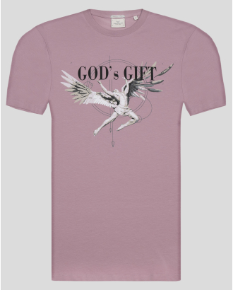 ЛИЛАВА ТЕНИСКА С ЕФЕКТЕН ПРИНТ И НАДПИС GOD' S GIFT ОТ  PREMIUM ПАМУК 
