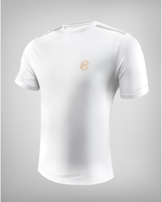 БЯЛА ТЕНИСКА С КОНТРАСТНИ КАНТОВЕ И ПРИНТ ЛОГО H8S 