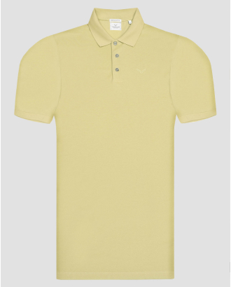 ЖЪЛТА ТЕНИСКА С ПОЛО ЯКА И ТОНАЛЕН ПРИНТ ЛОГО 