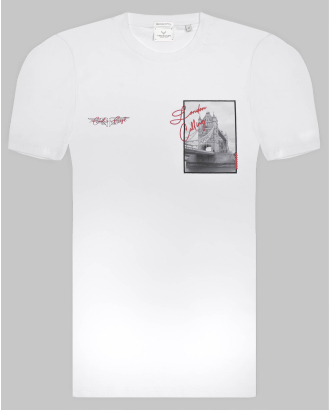 БЯЛА ТЕНИСКА ОТ PREMIUM ПАМУК С КОНТРАСТЕН ПРИНТ И НАДПИС GOD`s GIFТ