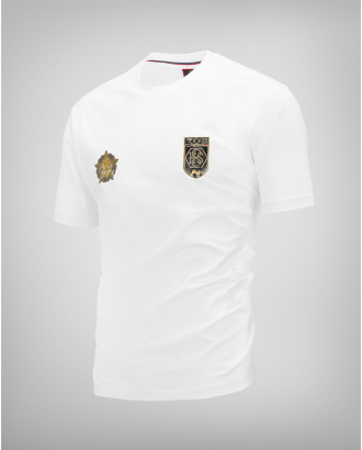 БЯЛА ТЕНИСКА H8S С ПРИНТ ЗЛАТНА ЗВЕЗДА С ПОДПИС И  ЮБИЛЕЙНО ЛОГО