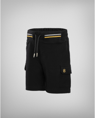 ЧЕРНИ ДЕТСКИ БЕРМУДИ H8S ОТ ГЛАДКО ТРИКО С КОНТРАСТНИ КАНТОВЕ