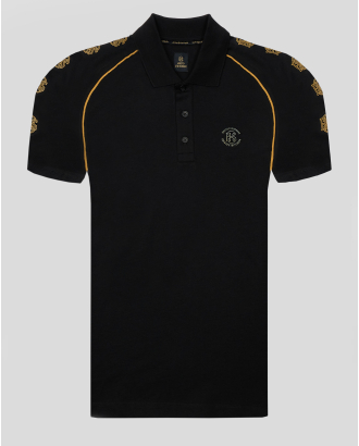 ЧЕРНА ПОЛО ТЕНИСКА С КОНТРАСТЕН ЛОГО ПРИНТ H8S 