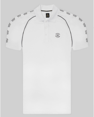  БЯЛА ПОЛО ТЕНИСКА С КОНТРАСТЕН ЛОГО ПРИНТ H8S 