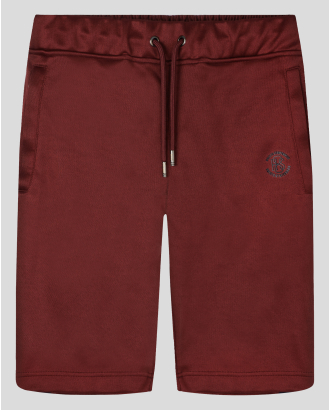 ШОРТИ H8S ОТ ГЛАДКО ТРИКО В БОРДО С КОНТРАСТЕН ЛОГО ПРИНТ 